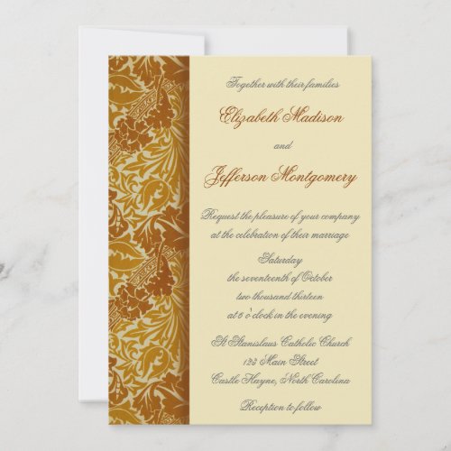 William Morris Gold Leaves Wedding Invitation