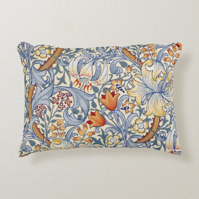 William Morris Gold Lily Victorian Wallpaper Accent Pillow (Front)