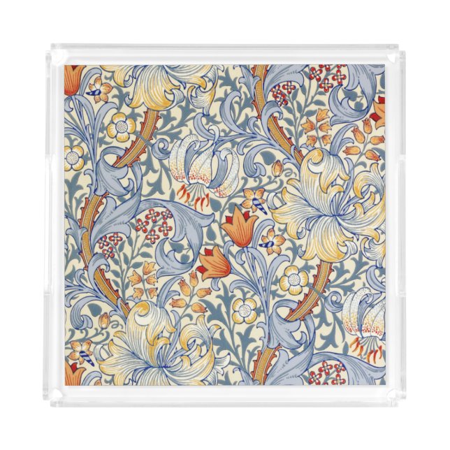 William Morris Gold Lily Victorian Wallpaper Acrylic Tray (Front)