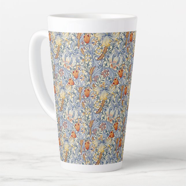 William Morris Gold Lily Victorian Wallpaper Latte Mug (Left Angle)