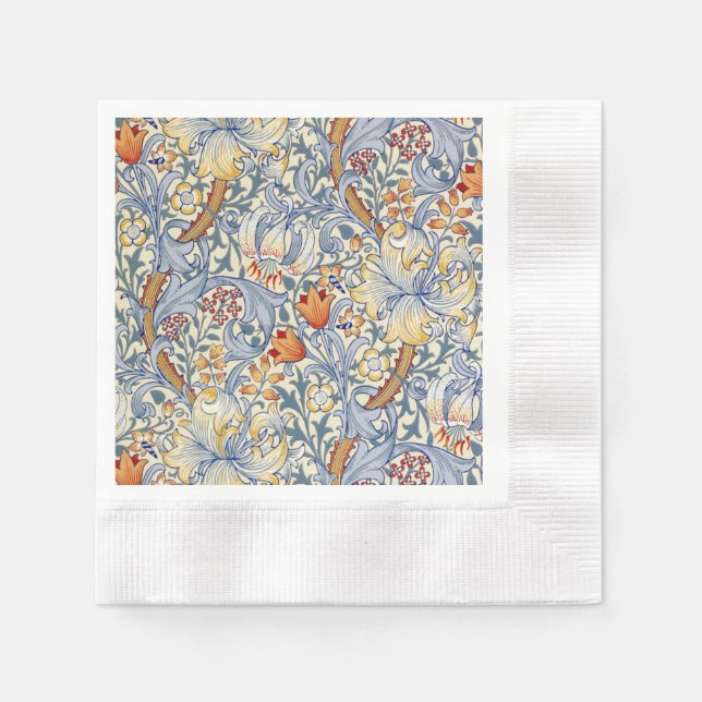 William Morris Gold Lily Victorian Wallpaper Napkins (Front)