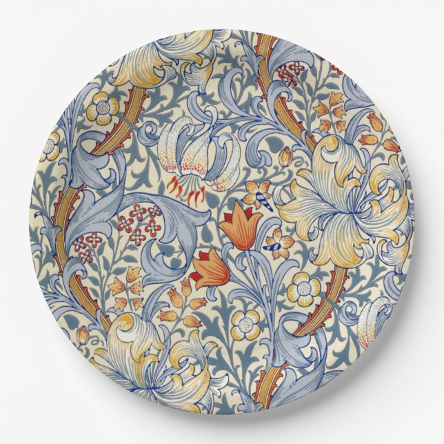 William Morris Gold Lily Victorian Wallpaper Paper Plates (Front)