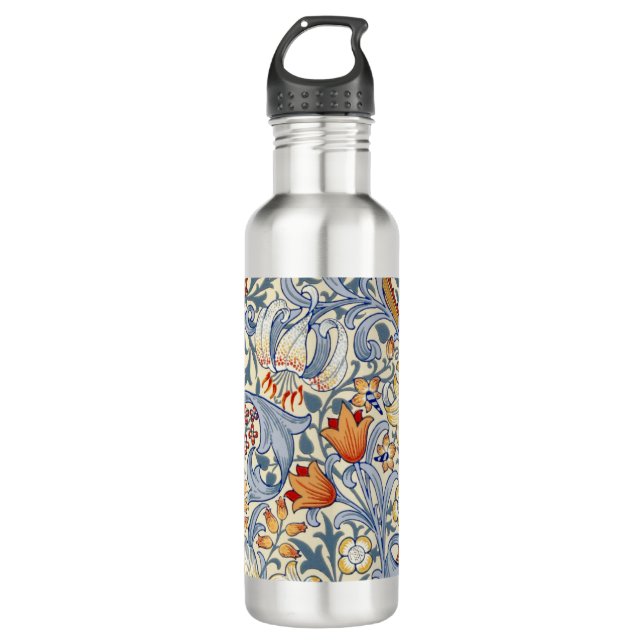 William Morris Gold Lily Victorian Wallpaper Stainless Steel Water Bottle (Front)