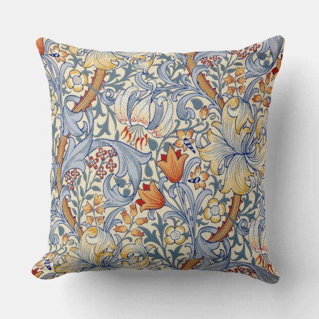 William Morris Gold Lily Victorian Wallpaper Throw Pillow (Front)