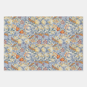 William Morris Gold Lily Victorian Wallpaper Wrapping Paper Sheets