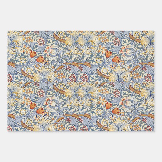 William Morris Gold Lily Victorian Wallpaper Wrapping Paper Sheets (Front 2)