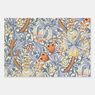William Morris Gold Lily Victorian Wallpaper Wrapping Paper Sheets