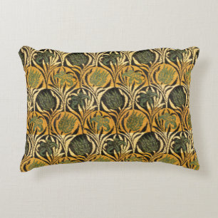 William Morris Gold Tulip Lily Vintage Wallpaper Accent Pillow