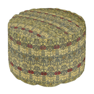 William Morris Gold Tulip Rose Vintage Wallpaper Pouf
