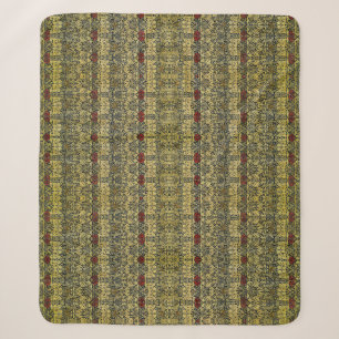 William Morris Gold Tulip Rose Vintage Wallpaper Sherpa Blanket