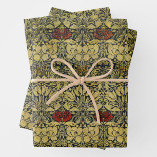 William Morris Gold Tulip Rose Vintage Wallpaper Wrapping Paper Sheets
