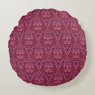 William Morris Golden Bough in Plum Round Pillow