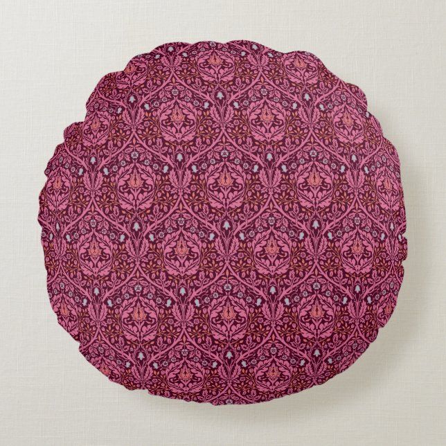 William Morris Golden Bough in Plum Round Pillow (Front)