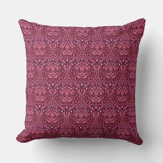 William Morris Golden Bough in Plum Throw Pillow (Front)