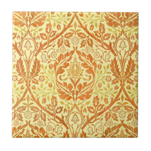 William Morris Golden Bough Orange Floral Art Ceramic Tile