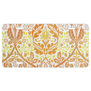 William Morris Golden Bough Orange Floral Art License Plate
