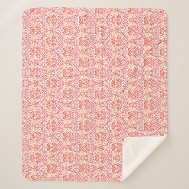 William Morris Golden Bough Red Fleece Blanket (Front)