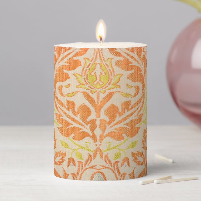 William Morris Golden Bough Tapestry Pattern Pillar Candle (In Situ)