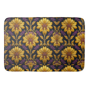 William Morris golden Floral Art Nouveau Pattern Bath Mat