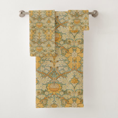 William Morris Golden Floral Design Bath Towel Set