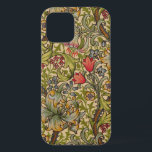 William Morris Golden Lily Antique iPhone 12 Case<br><div class="desc">Antique Floral Wallpaper Golden Lilly by Dearle The Vintage Golden Lilly Floral pattern by 19th Century British wallpaper designer John Henry Dearle, working for the William Morris company, shows off a beautiful pattern of blue and red flowers, golden lilies, and green swirling leaves in a soft green and tan design....</div>