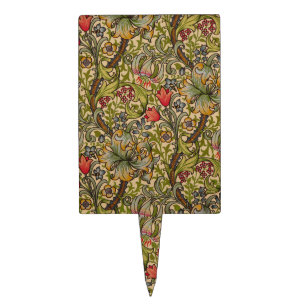 William Morris Golden Lily Antique Floral Pattern Cake Topper