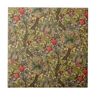 William Morris Golden Lily Antique Floral Pattern Ceramic Tile
