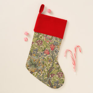William Morris Golden Lily Antique Floral Pattern Christmas Stocking