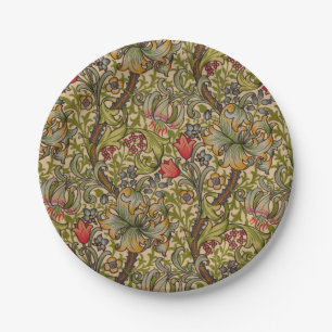 William Morris Golden Lily Antique Floral Pattern Paper Plates