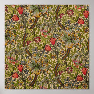 William Morris Golden Lily Antique Floral Pattern Poster