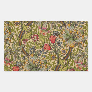 William Morris Golden Lily Antique Floral Pattern Rectangular Sticker