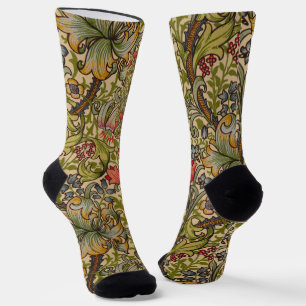 William Morris Golden Lily Antique Floral Pattern Socks