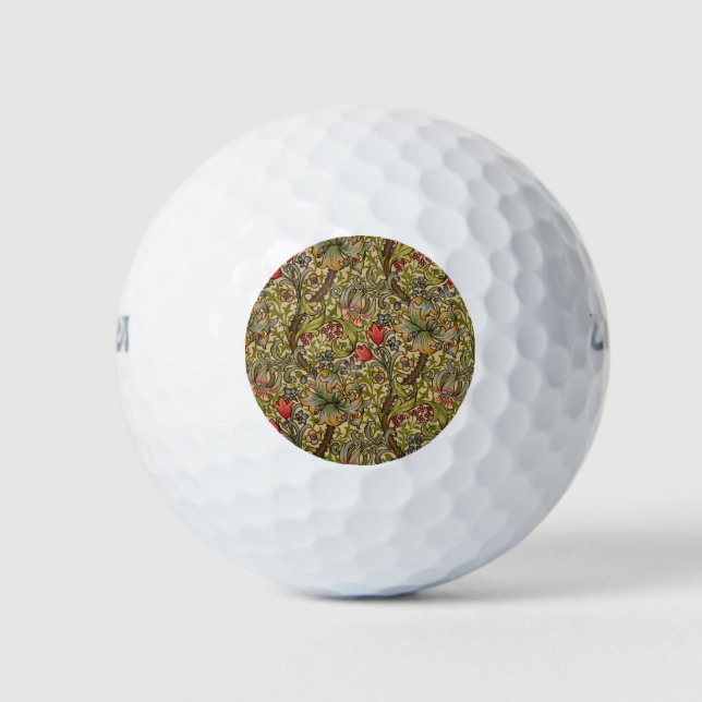 William Morris Golden Lily Antique Golf Balls (Front)