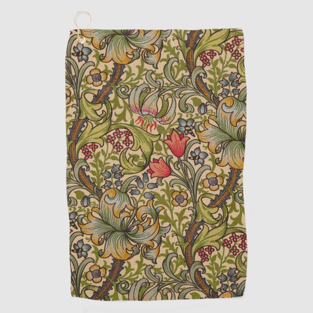 William Morris Golden Lily Antique Golf Towel (Front)