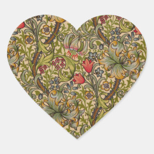 William Morris Golden Lily Antique Heart Sticker