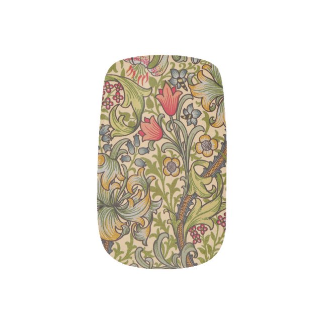 William Morris Golden Lily Antique Minx Nail Art (Left Thumb)