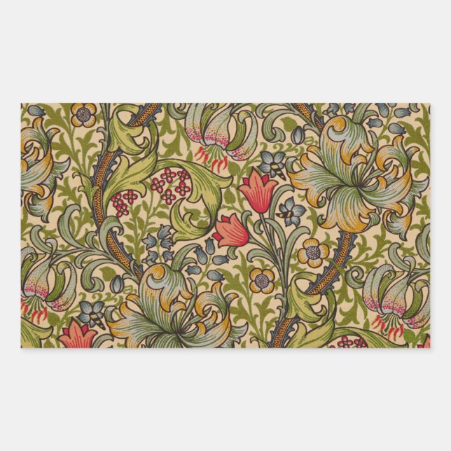 William Morris Golden Lily Antique Rectangular Sticker (Front)