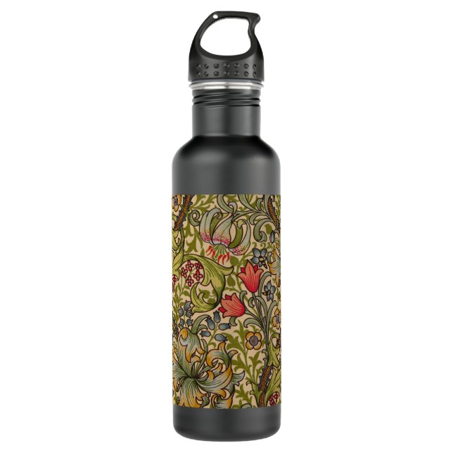 William Morris Golden Lily Antique Stainless Steel Water Bottle (Front)