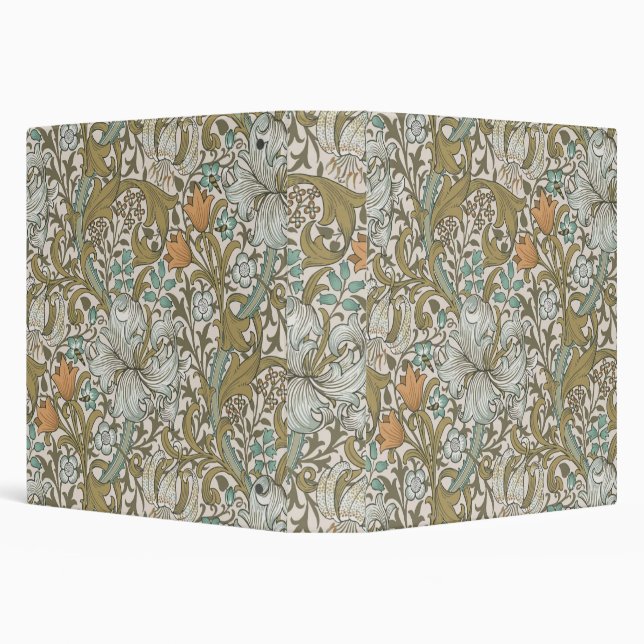 William Morris Golden Lily Blue Gold Classic 3 Ring Binder (Background)