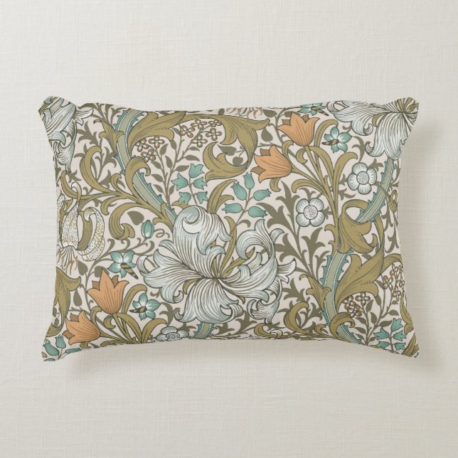 William Morris Golden Lily Blue Gold Classic Accent Pillow (Front)