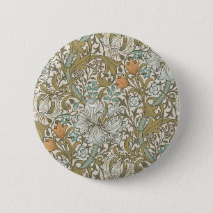 William Morris Golden Lily Blue Gold Classic Button