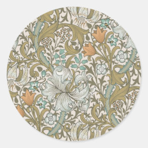 William Morris Golden Lily Blue Gold Classic Classic Round Sticker