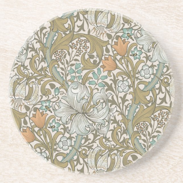 William Morris Golden Lily Blue Gold Classic Coaster (Front)