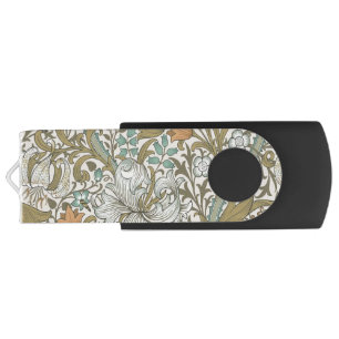 William Morris Golden Lily Blue Gold Classic Flash Drive