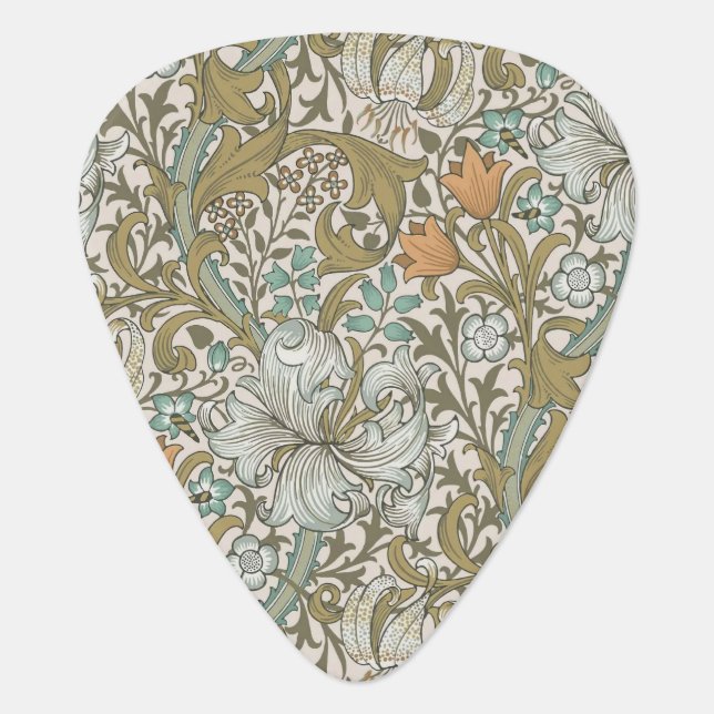 William Morris Golden Lily Blue Gold Classic Guitar Pick (Front)