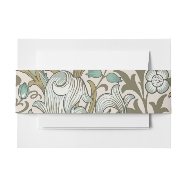 William Morris Golden Lily Blue Gold Classic Invitation Belly Band (Front Example)
