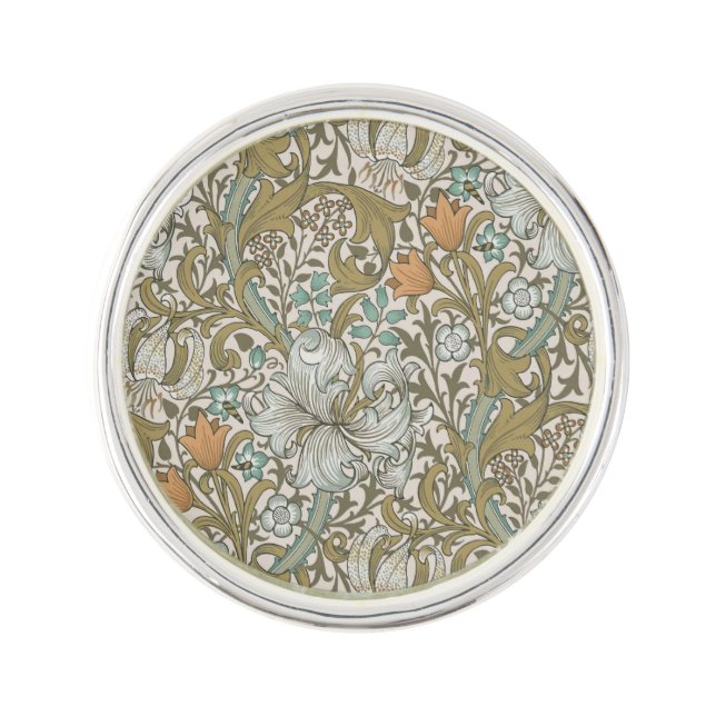 William Morris Golden Lily Blue Gold Classic Lapel Pin (Front)