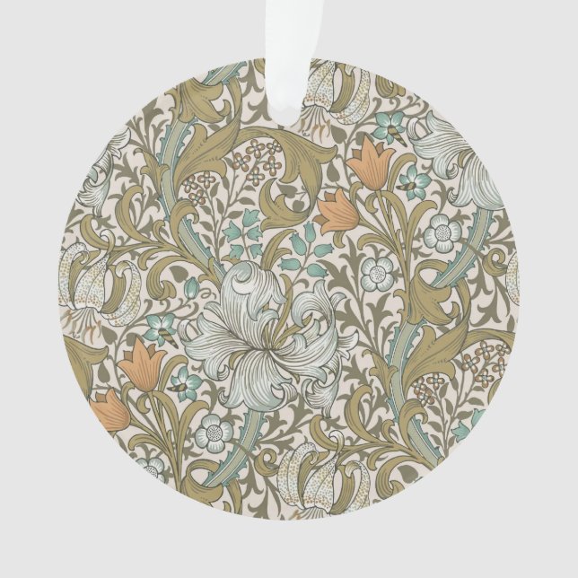William Morris Golden Lily Blue Gold Classic Ornament (Front)