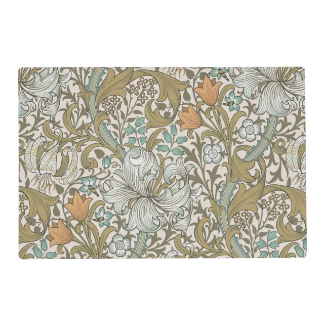 William Morris Golden Lily Blue Gold Classic Placemat (Front)