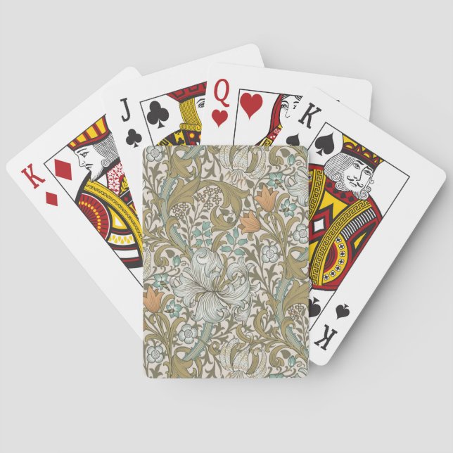 William Morris Golden Lily Blue Gold Classic Poker Cards (Back)